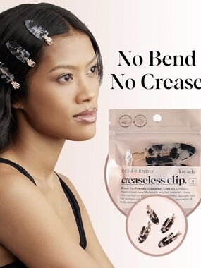 Kitsch Creaseless Hair Clips in Black Terrazzo Pattern